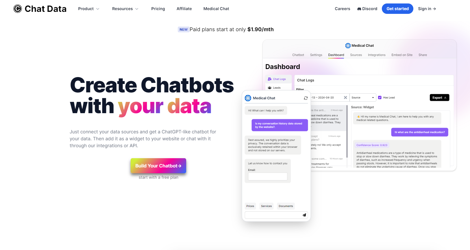 Chat Data create chatbots with your data