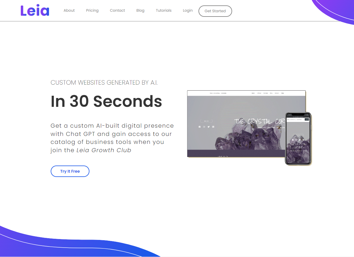 leia build custom ai generated websites in 30 seconds