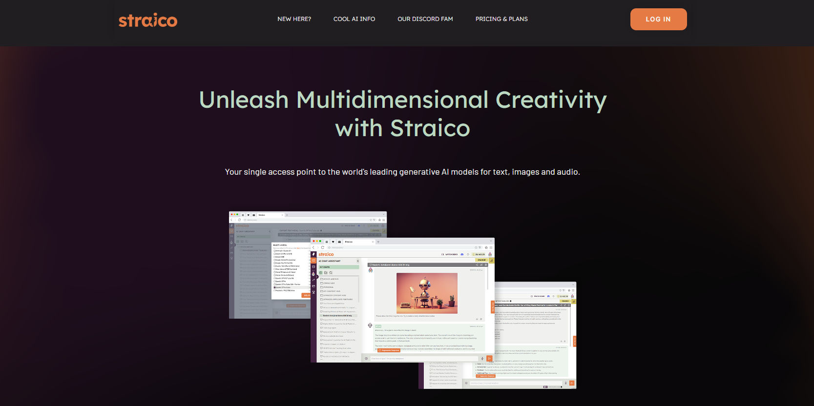 Straico Your single access point to the world's leading generative AI models for text, images and audio.