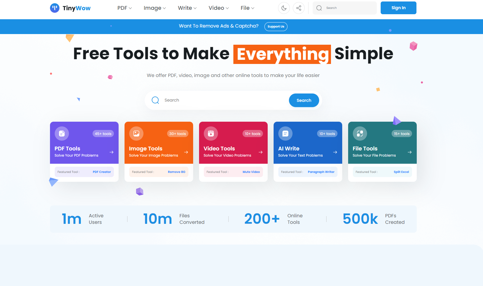 TinyWow free ai productivity tools