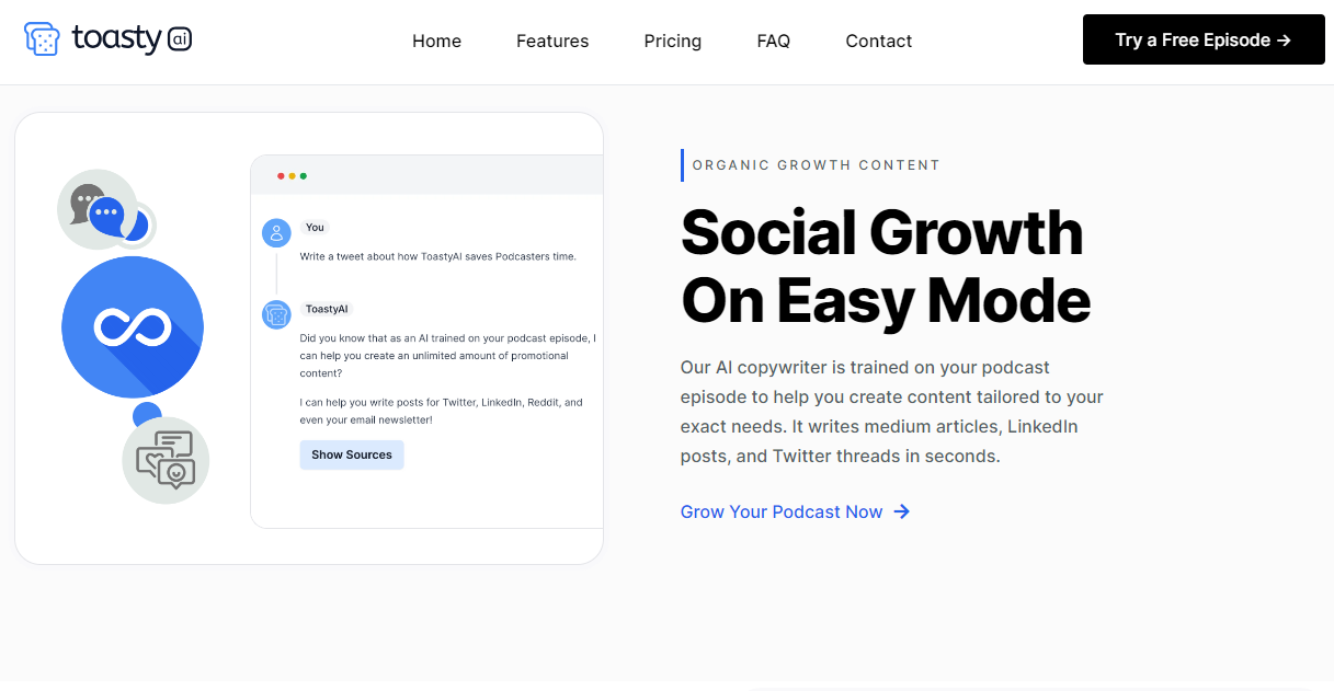 ToastyAI, ai copywriter to market podcast content