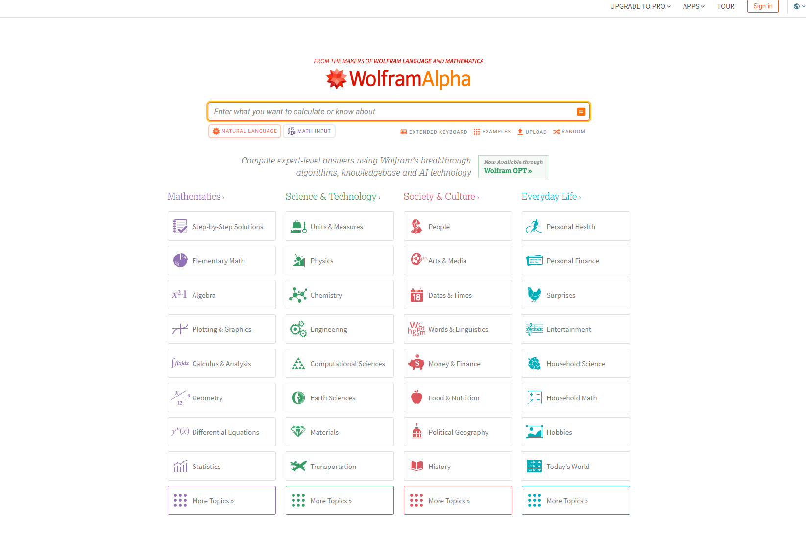 Wolfram Alpha compute expert-level answers